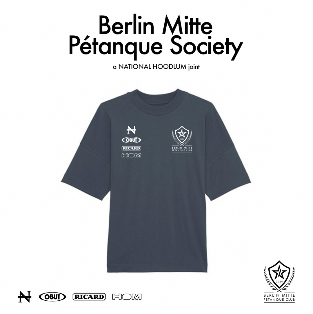 "Berlin Mitte Pétanque Club" T-Shirt indiaink grey (oversize cut / heavyweight 200 GSM)