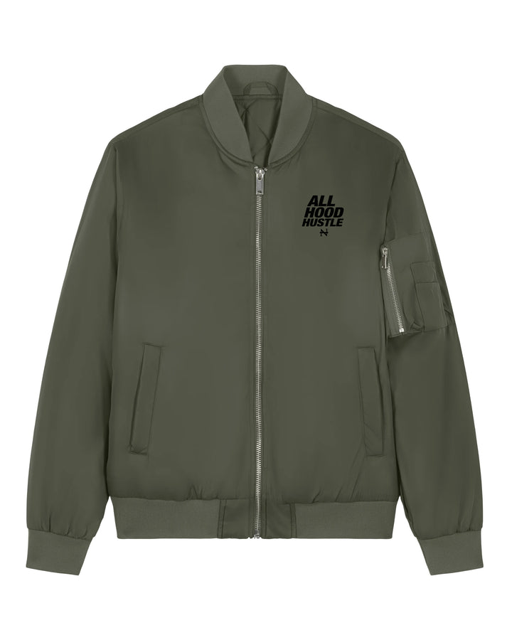 "All Hood Hustlin" Bomber Jacket olive